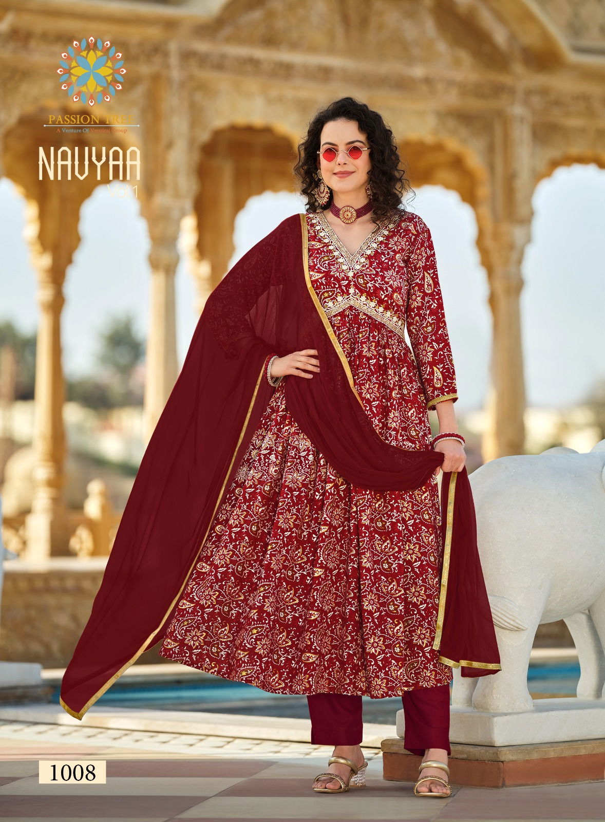 Navya Vol 1 By Passion Tree Printed Alia Cut Kurti With Bottom Dupatta Wholesale Shop In Surat